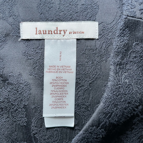 LAUNDRY BY DESIGN WOMENS BLACK DAMASK EMBROIDERY SHORT SLEEVE DRESS. SIZE 2 - Picture 12 of 13